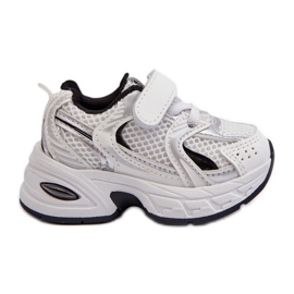 Sneakers med kardborreband för barn vita och svarta Ephona