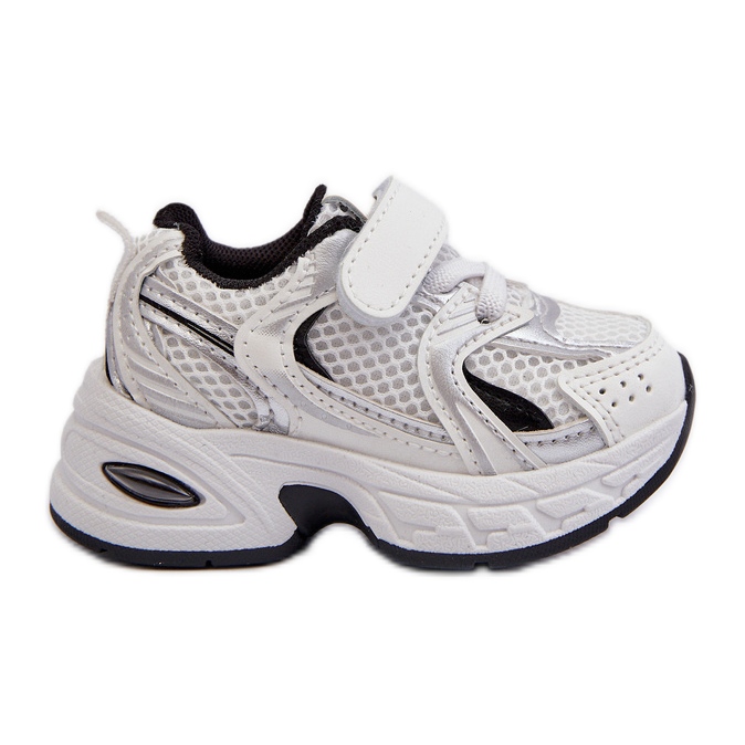 Sneakers med kardborreband för barn vita och svarta Ephona