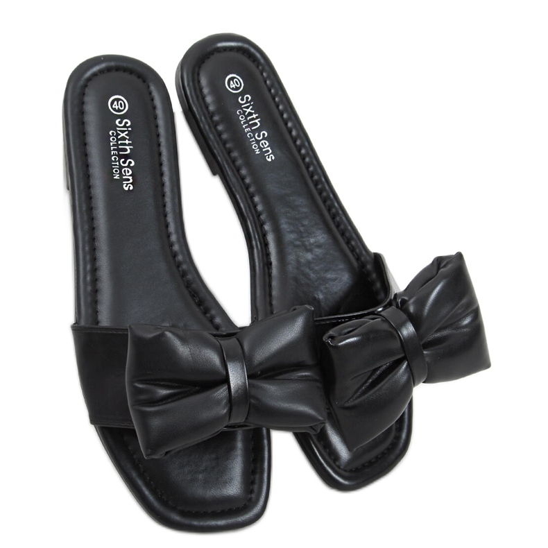 Mili Black tofflor med rosett svart