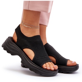 Damsportsandaler med tjock sula, svart