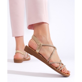 Guld slip-on sandaler med strass gyllene