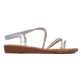 Silver slip-on sandaler med cubic zirconia silver-