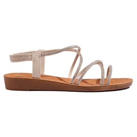 Beiga slip-on sandaler med strass beige