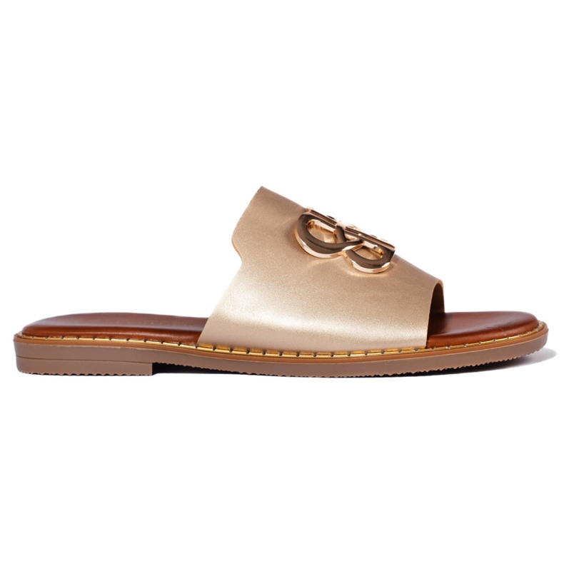 Damtofflor i guld med dekoration gyllene