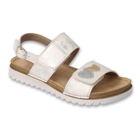 Befado barnsandaler med läderinlägg 062Y001, silver med hjärtan