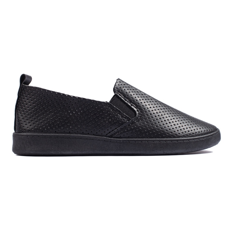Genombruten, ljus, svart dam slip on