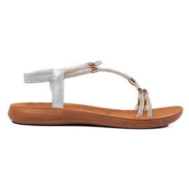 Platta silversandaler med glitter