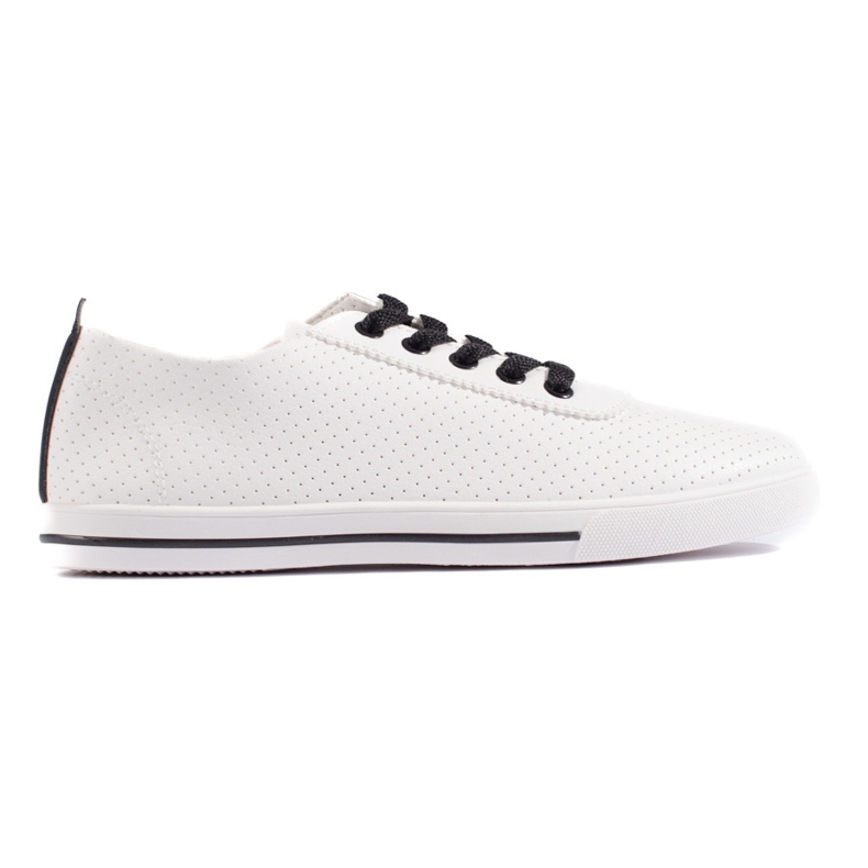 Vita damsneakers med svarta snören