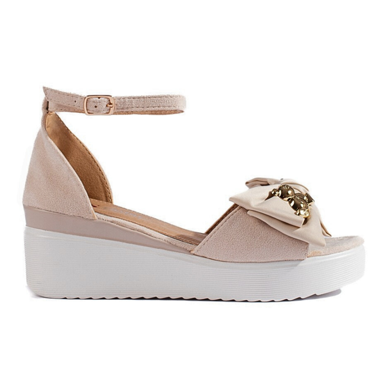 Seastar Beige damsandaler med rosett