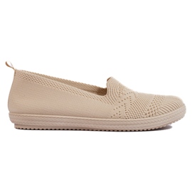 Slip-on i beige tyg för kvinnor