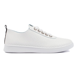 Genombrutna vita sneakers för kvinnor