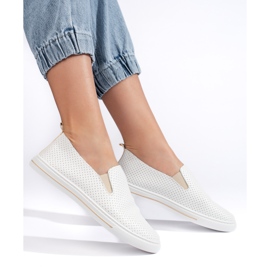 Vita genombrutna sneakers för kvinnor beige