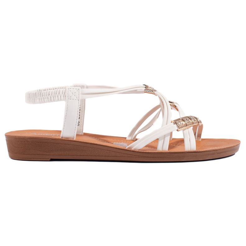 Vita slip-on sandaler med sammanvävda remmar