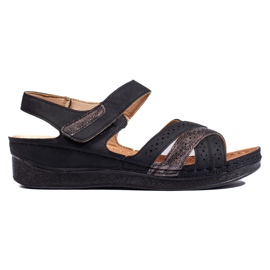 Svarta kardborresandaler för kvinnor