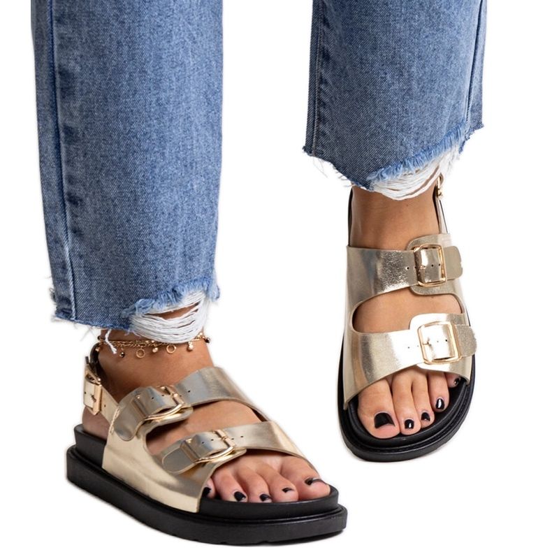 Bashera plattformssandaler i guld gyllene