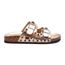 Dekorerade damflipflops med spännen S.Barski MY121 Guld gyllene