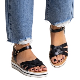 Hikma svarta sandaler med låg kil