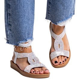 Silver sandaler dekorerade med Michalina zirkoner silver-