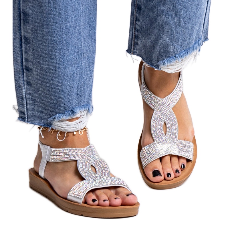Silver sandaler dekorerade med Michalina zirkoner silver-