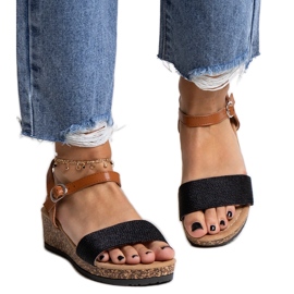 Svarta Malada sandaler med låg kork