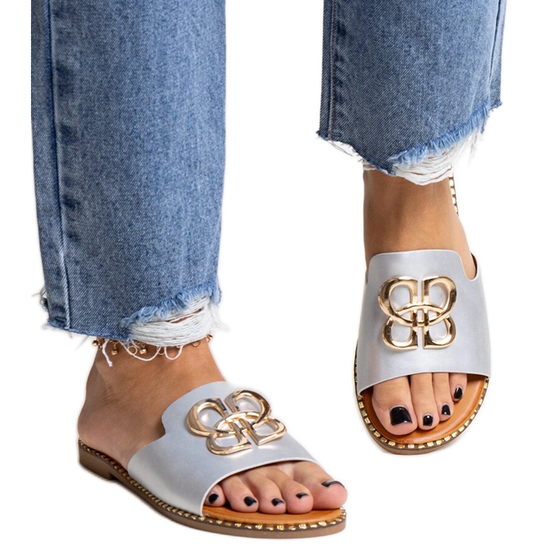 Silver flipflops med dekorativt Safi-spänne silver-