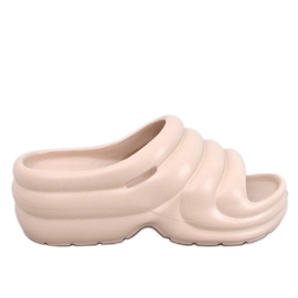 Brassie DK.BEIGE flipflops i skum på plattformen - mörkbeige