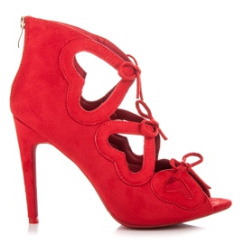 Vices Damsandaler med snörning röd