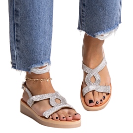 Silver platåsandaler med Mifsa strass