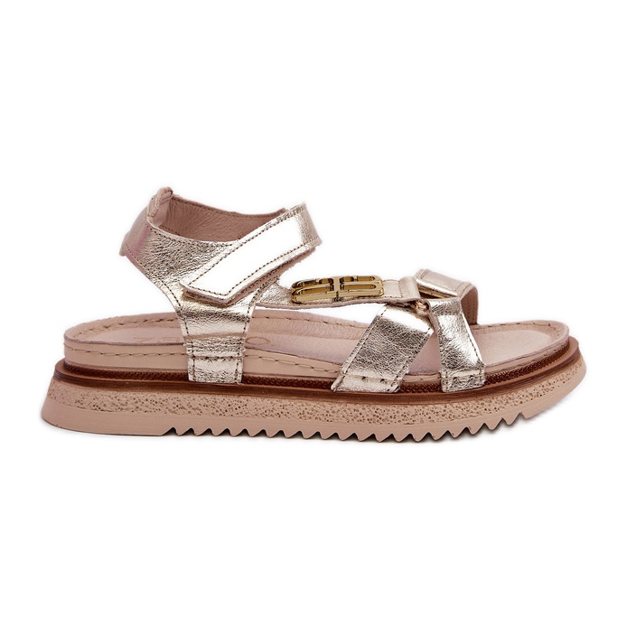 Zazoo 50103 Lädersandaler för kvinnor på plattformen, guld gyllene