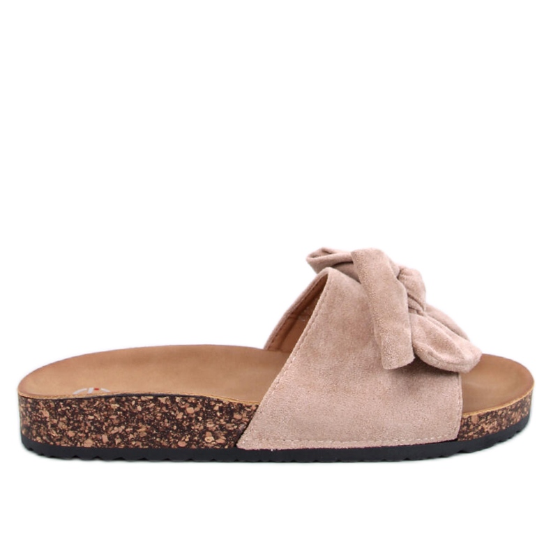 Keitas Khaki korktofflor med rosett beige