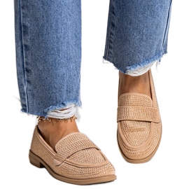 Bruna mockasiner med strass från Mogha beige