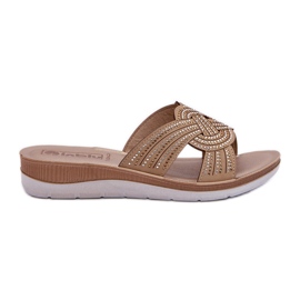 Bekväma damflip-flops med Cubic Zirconias Inblu BV000037 Beige