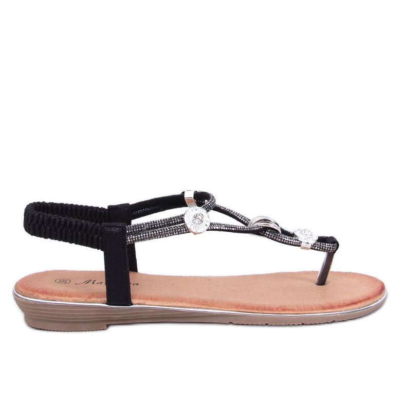 Sandaler dekorerade med Loties Black zirkoner svart