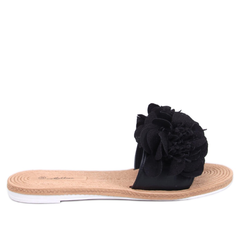 Mjuka flipflops med Diaye Black-blommor svart