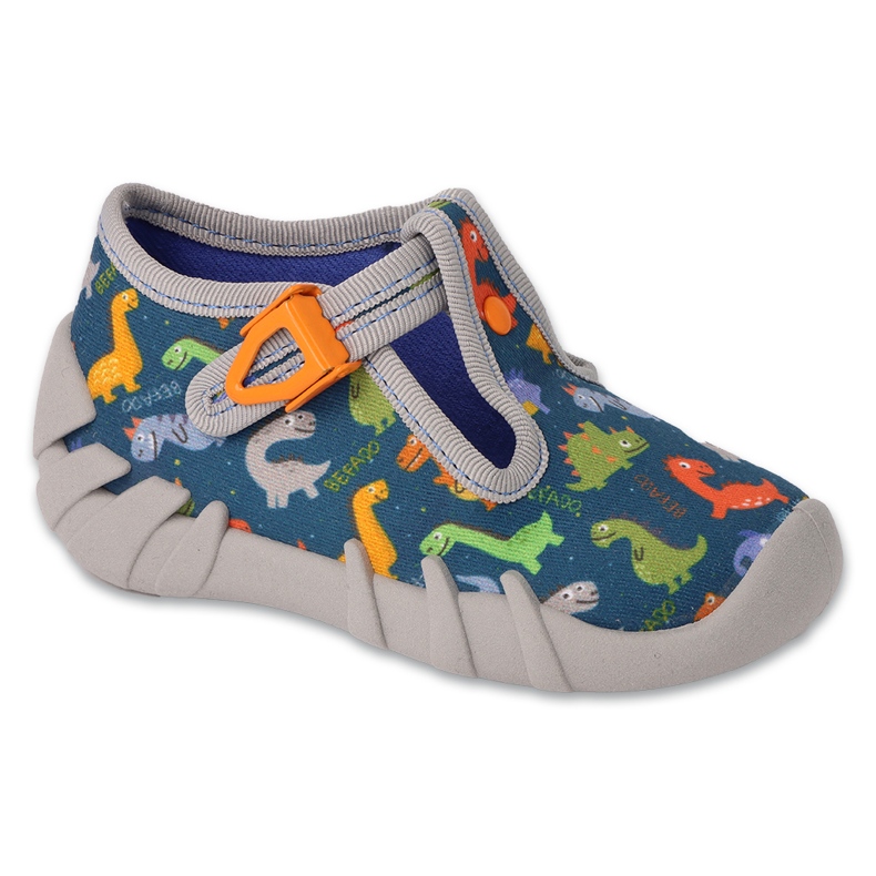 Befado barntofflor med spänne 110N495, gröna med drakar