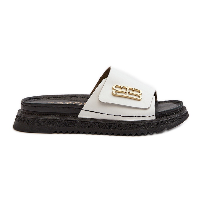 Zazoo 50101 läderflip-flops för kvinnor på plattform, vit