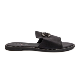 Elegant glänsande flip-flops för kvinnor med dekoration S.Barski KV27-050 Svart