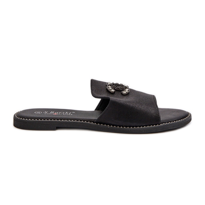 Elegant glänsande flip-flops för kvinnor med dekoration S.Barski KV27-050 Svart