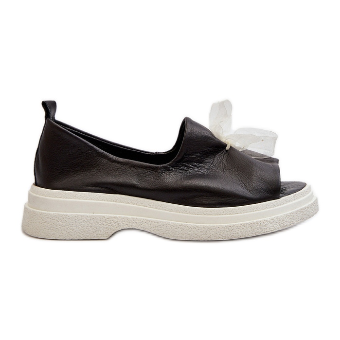 Zazoo 2939 Lädersandaler för kvinnor med rosett, svart