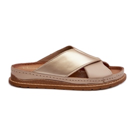 Läderprofilerade flip-flops Maciejka 04986-04 Guld-beige