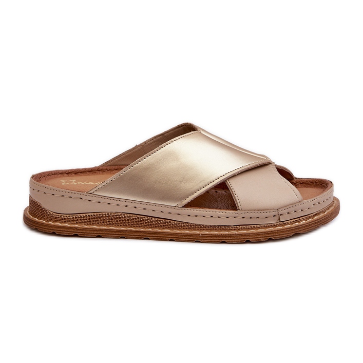 Läderprofilerade flip-flops Maciejka 04986-04 Guld-beige