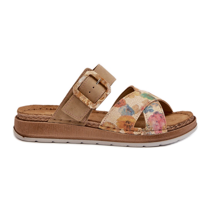 Bekväma flip-flops för kvinnor med ett blomspänne Inblu GS000051 Brun