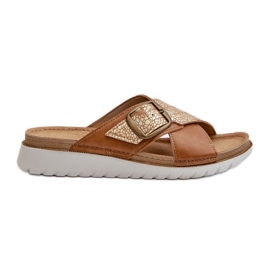 Bekväma damflip-flops med spänne Inblu CN000032 Camel brun