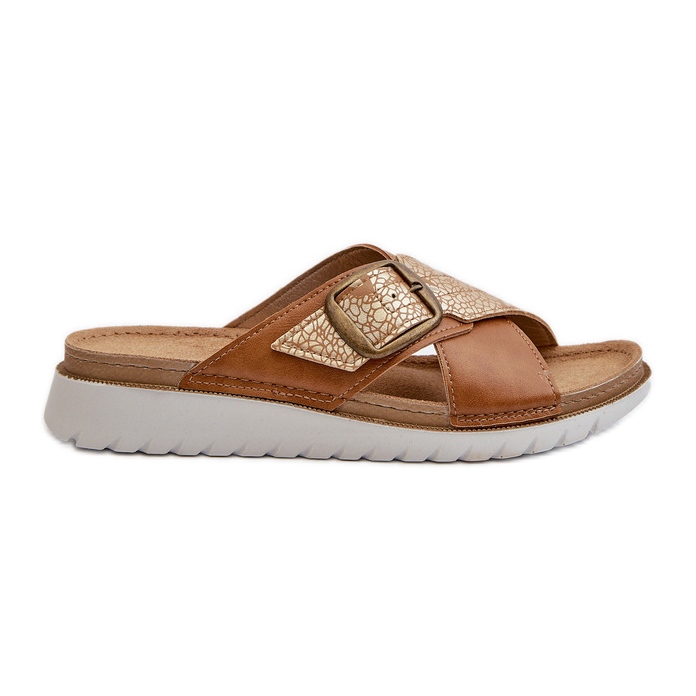Bekväma damflip-flops med spänne Inblu CN000032 Camel brun