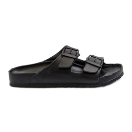 Lättviktsflip-flops i skum för män med spännen, svart avatara