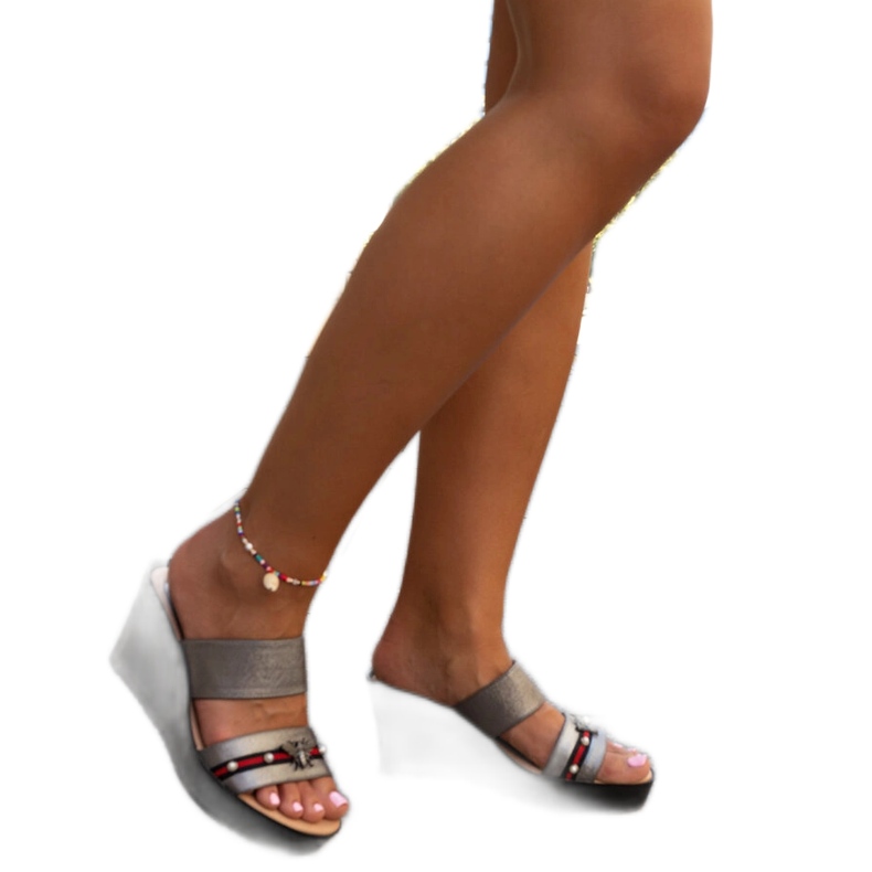 Mörkgrå metalliska Raja-kilmulor