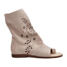 Zazoo 3437 mockasandaler för kvinnor med dragkedja ovanför ljusbeige