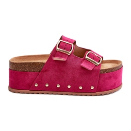 Kvinnors flipflops på en enorm plattform med spännen Fuchsia Cremila rosa