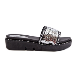 Damflip-flops med paljetter svart och silver Rivanique silver-