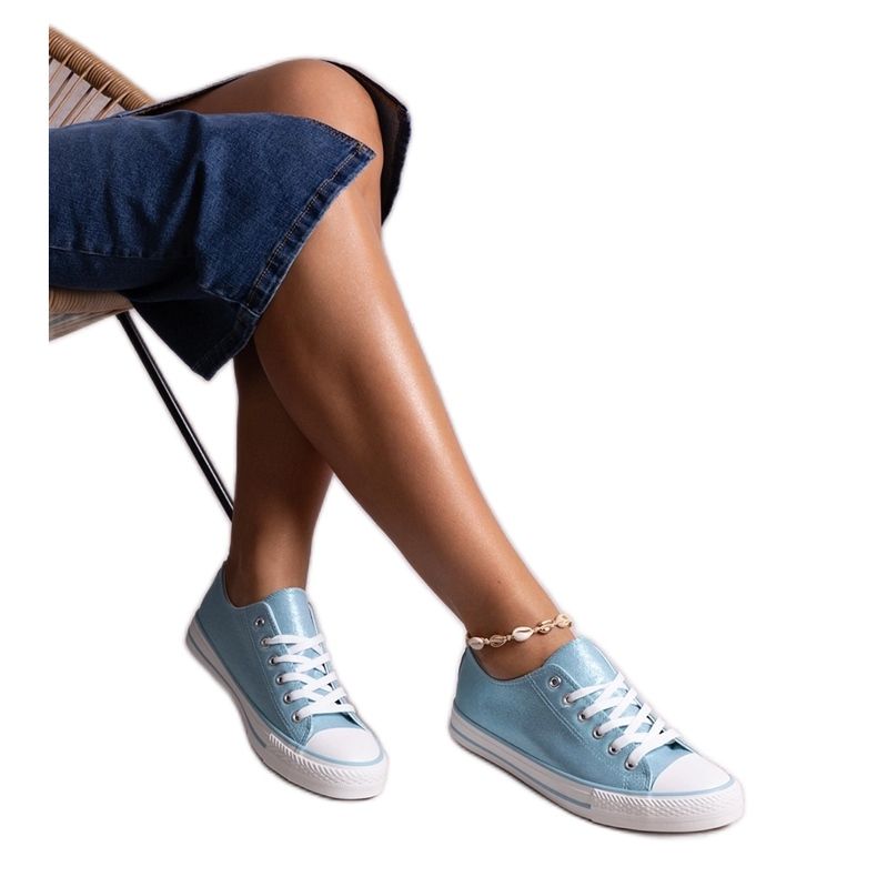 Rashidah blå glänsande sneakers